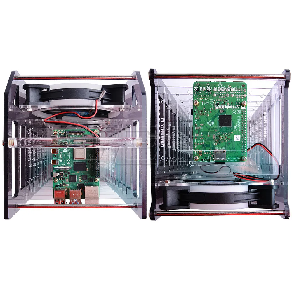 Torre de estante 52Pi, carcasa acrílica de 8 capas, ventilador de refrigeración grande, luz LED RGB para Raspberry Pi 4 B / 3 B + / 3 B / Jetson Nano - imagen 2