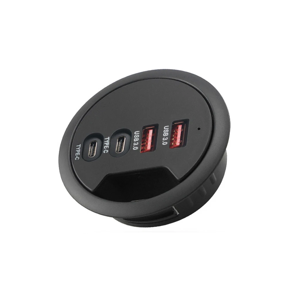 Soporte de concentrador USB en cubos de escritorio, concentrador USB 3,0 con adaptador de fuente de alimentación, puerto Dual tipo C para cargar iPad/tableta/teléfonos inteligentes