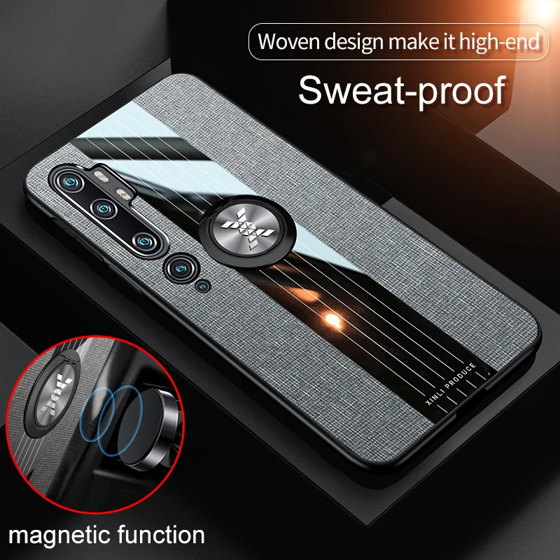 Para Xiaomi Mi Note 10 Pro funda de tela dura de lujo con soporte de anillo imán funda protectora trasera delgada para xiaomi mi cc9 pro note10 - imagen 2