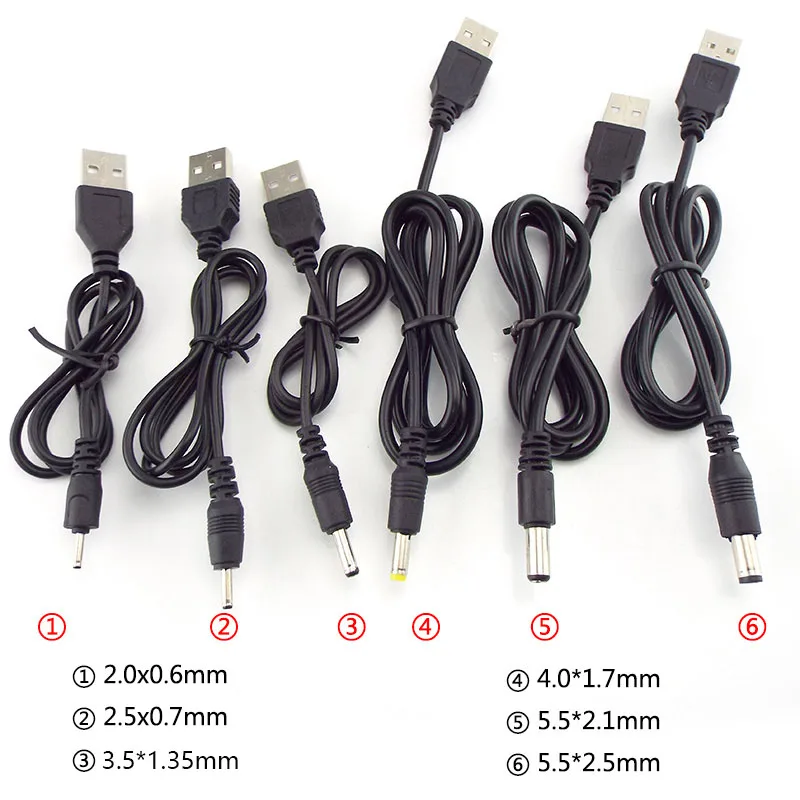 USB a DC 3,5*1,35mm 2,0*0,6mm 2,5*0,7mm 4,0*1,7mm 5,5*2,1mm 5,5*2,5mm conector de Cable de extensión de alimentación DC 5V - imagen 2