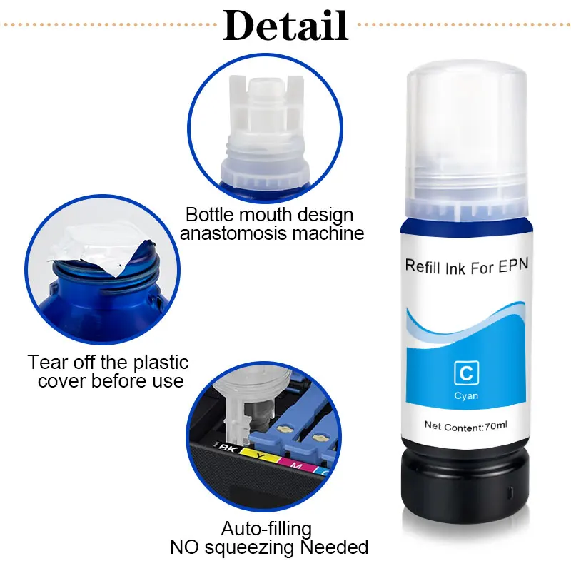 Tinta de tinte 103 para impresora Epson Ecotank T 104, repuesto CISS Compatible con tinta T103 L3150 l3110 L1110/L3111/L3156/L3160/L5190 - imagen 2