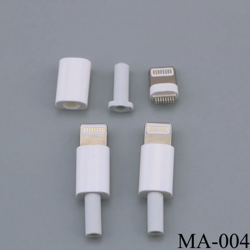 Conector de enchufe Micro USB tipo C para iphone 5, 5s, 6, 6s plus, 7, 7plus, 8 pines, blanco y negro, bricolaje, 1 Juego - imagen 2