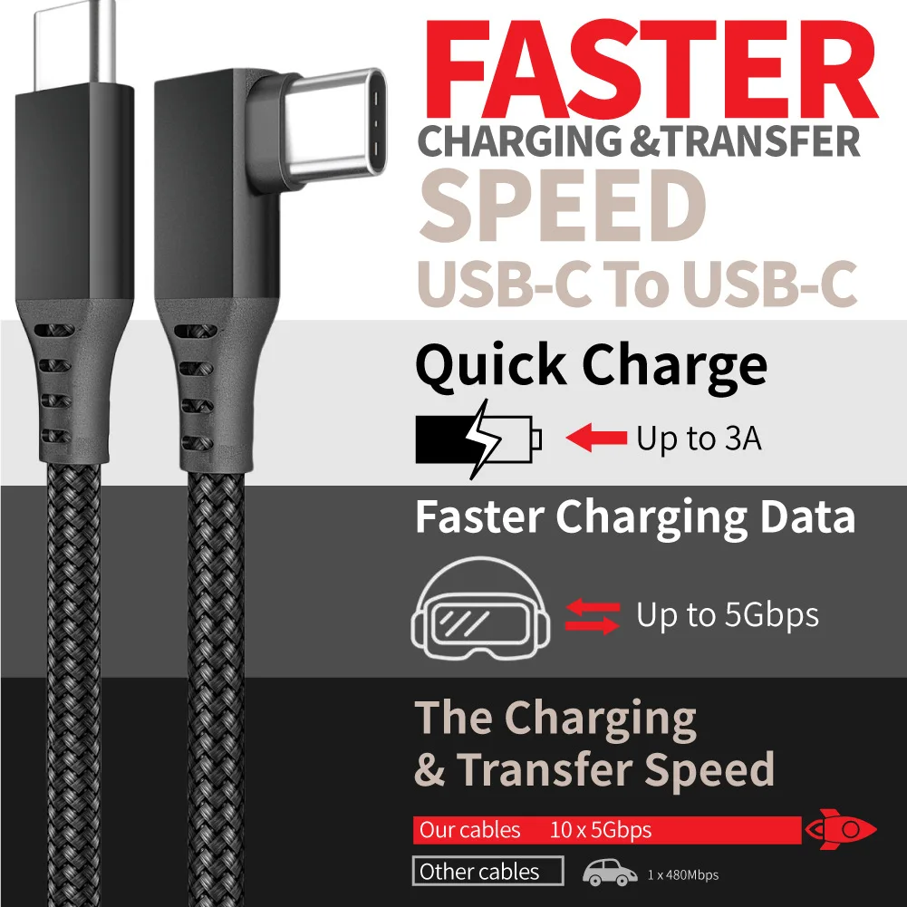 Cable de juego UTHAI SL-VRBH3.1, cable de gafas VR trenzado de nailon, cable de datos para juegos de ordenador