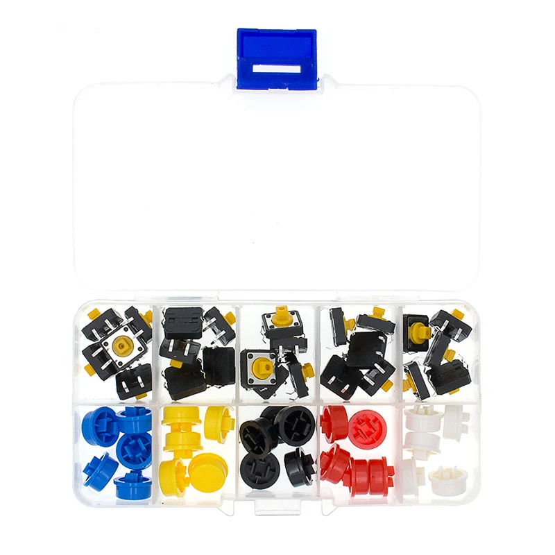 25 uds táctil momentáneo 12*12*7,3 MM botón Micro interruptor + 25 uds tapa táctil (5 colores) para - imagen 5