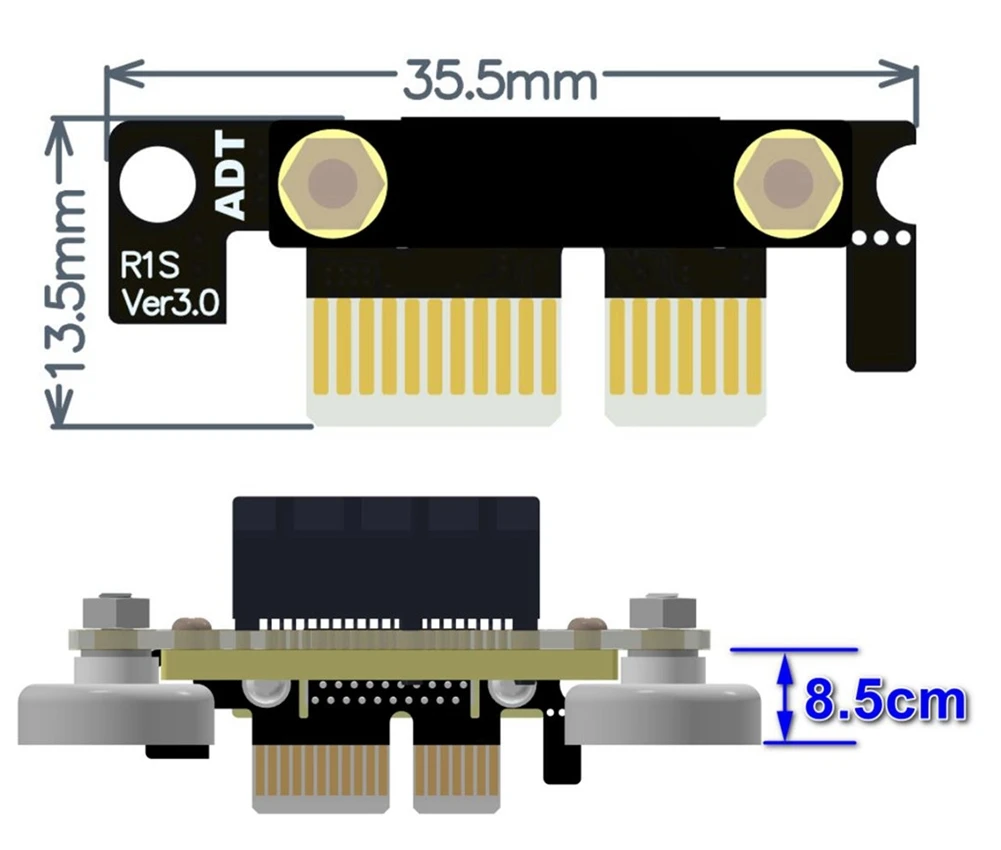 Cable de extensión PCIe de ángulo recto de 90 grados, doble pliegue, 3,0x1 a x1, R11SL-TL, 8G/bps, PCI Express, 1x Riser Card, extensor de cinta - imagen 5