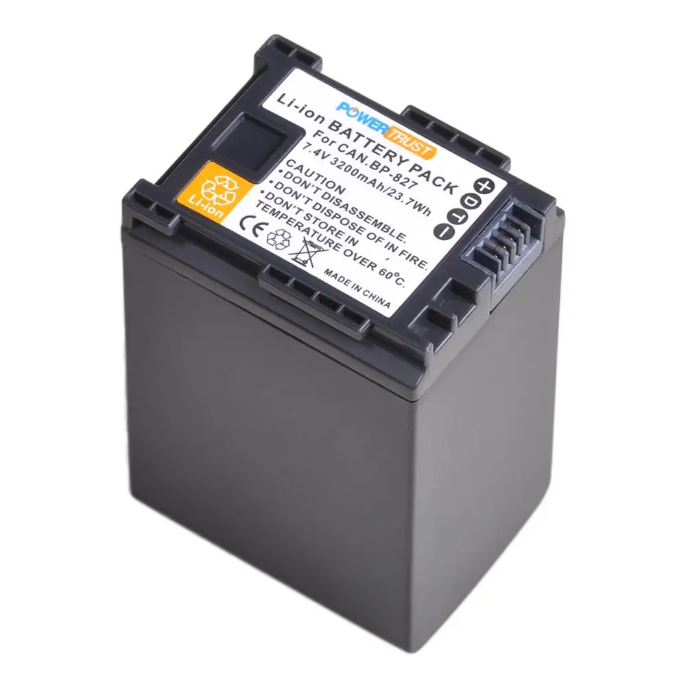 PowerTrust-Batería de 3200mAh BP-827 BP 827 para Canon XA10 HG20 HG21 LEGRIA HF M300 M306 M400 M406 G10 G25 S100 S200 S21 M32 HFG20 - imagen 3