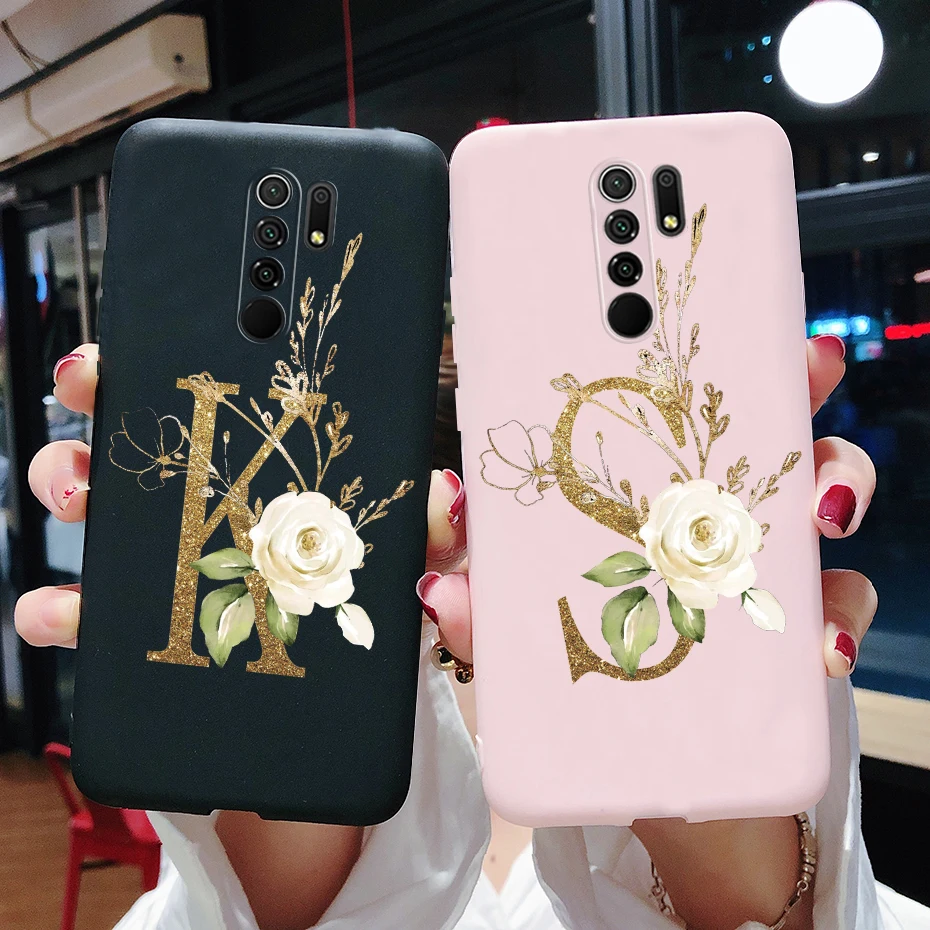 Funda trasera de silicona suave para Xiaomi Redmi 9, carcasa bonita con letras, 6,53"