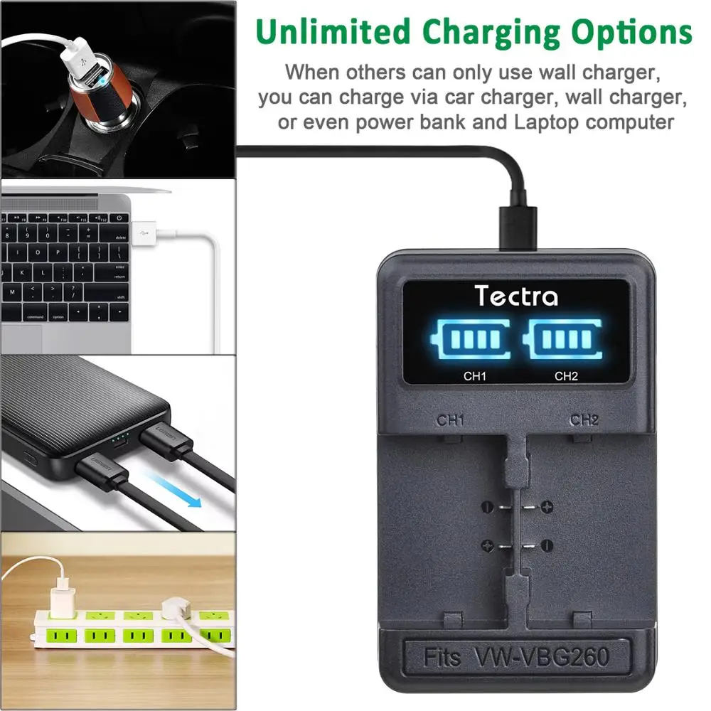 1400mAh CGA-DU14 Battery/LED Charger for PANASONIC CGR-DU06 DU07 DU12 DU21 NV-GS10 GS100K GS17E PV-GS65 VW-VBD140 DZ-BP14 - imagen 3