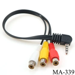Adaptador 3.5mm TRRS Ángulo a 3 RCA Hembra – Cable Audio Video
