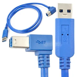 Cable USB 3.0 macho A-B codo izquierdo 90°