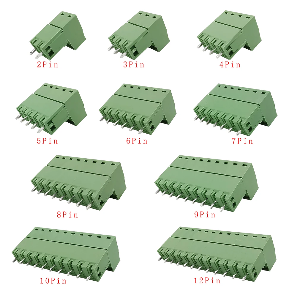 5/10 pares 2EDG 5,08mm paso 2/3/4/5/6/7/8/9/10/12Pin bloque de terminales de tornillo PCB verde conector de cable enchufe aguja recta - imagen 2