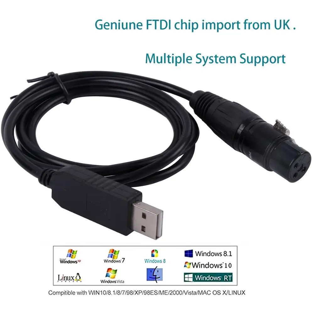 Convertidor DMX a USB, Cable adaptador de interfaz, efecto de iluminación de escenario, controlador Dmx, atenuador, conversión de señal DMX512 USB - imagen 3