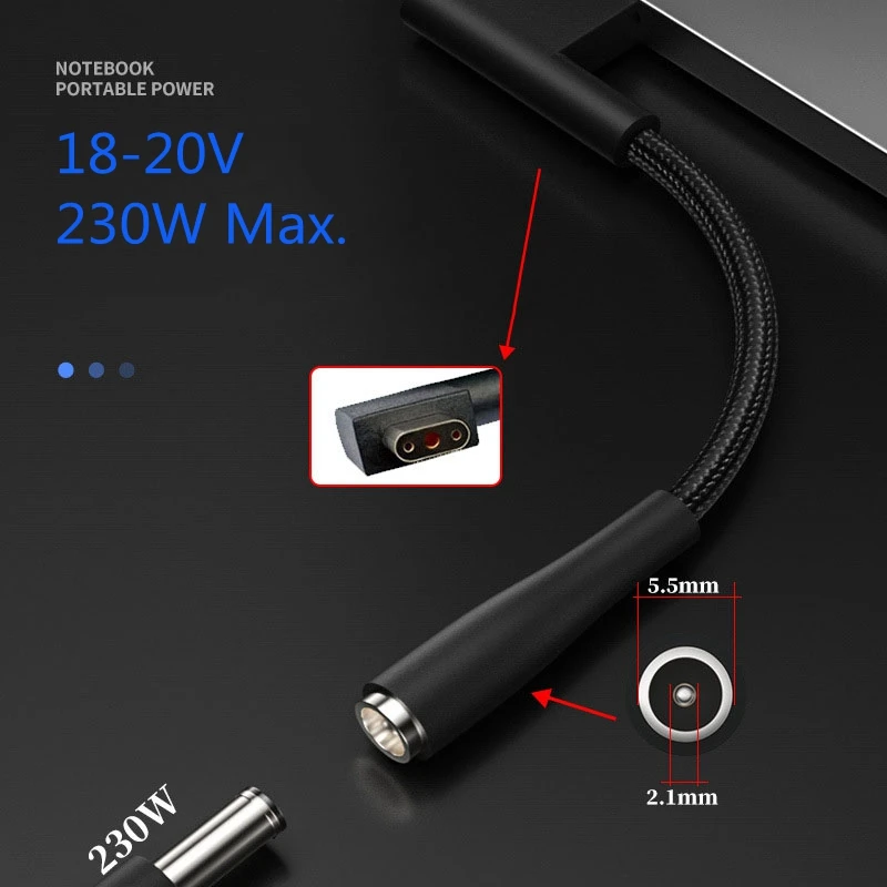 Adaptador de corriente para ordenador portátil, Cable conector para Razer Blade 15 17 RZ09-03006E92 RC30-024801, convertidor de Cable de carga de RZ09-02386W92 - imagen 2