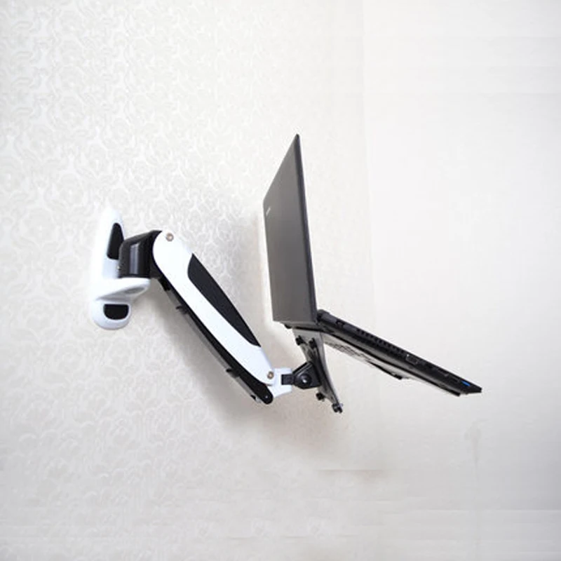 Soporte de pared con resorte de Gas para ordenador portátil, brazo de aleación de aluminio, movimiento completo, soporte de montaje para ordenador portátil de 10-17 pulgadas, Lapdesk