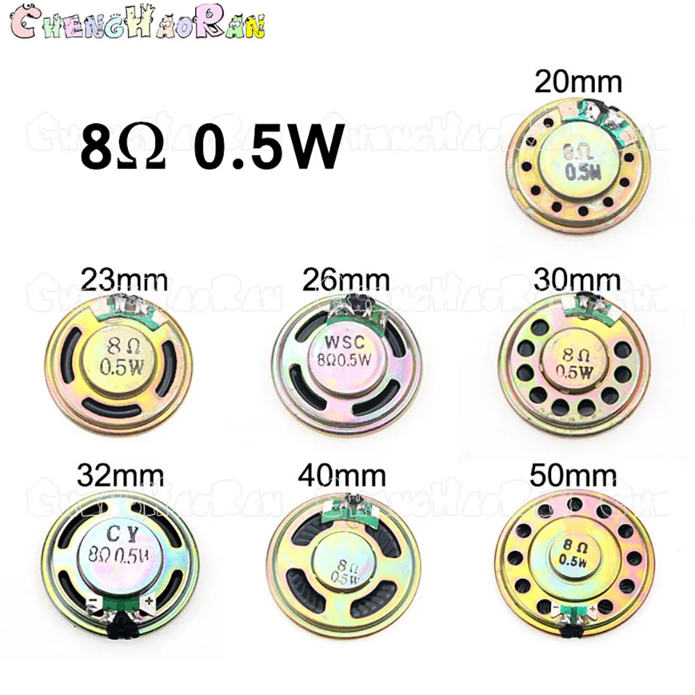 Bocina de 0,5 W, 1 piezas, 8R, 10mm, 15mm, 20mm, 23mm, 26mm, 30mm, 32mm, 36mm, 40mm, 50mm, 8 ohm, 0,5 W - imagen 2