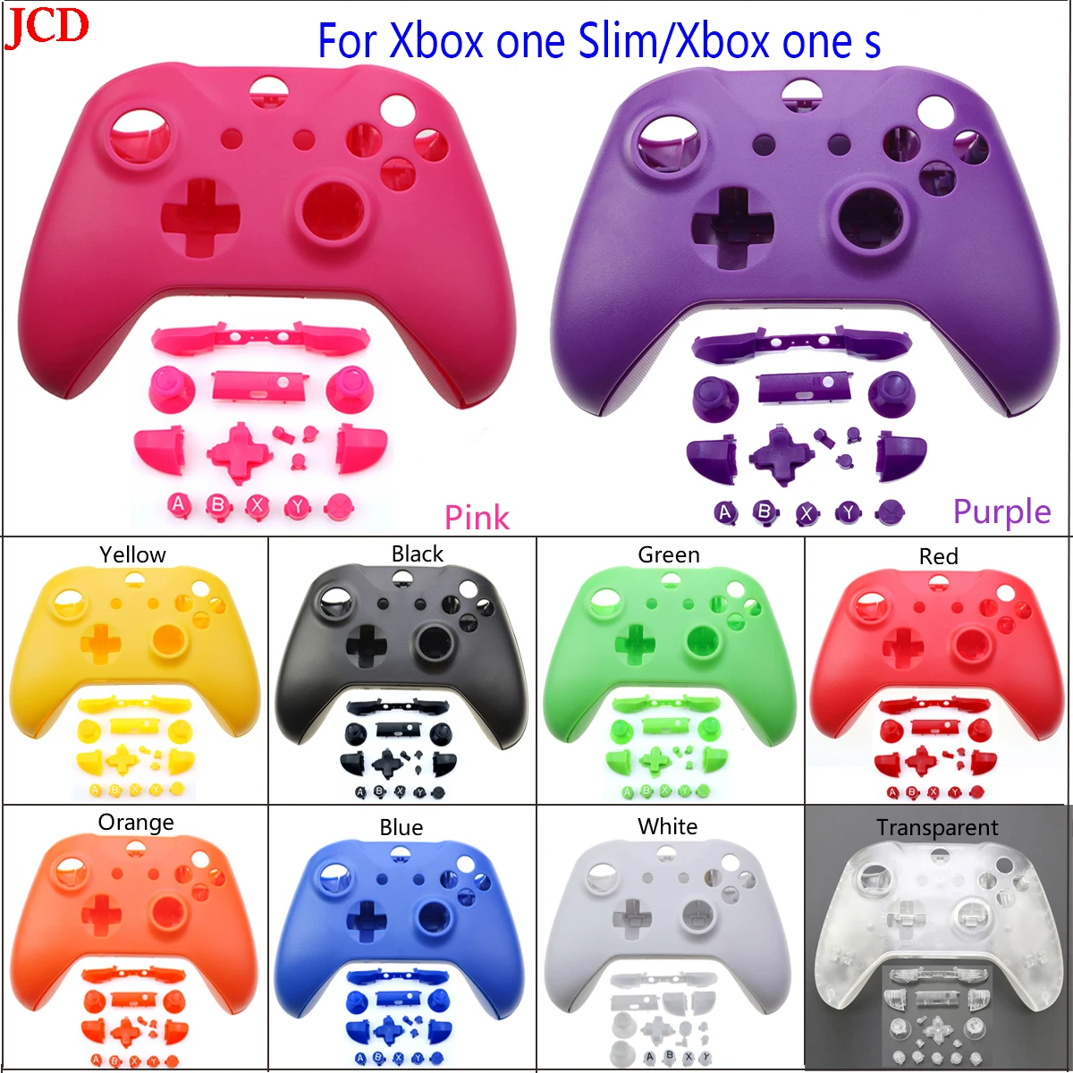 JCD 1 Juego de carcasa para Xbox One S, accesorios delgados, botón Mod, Kit de controlador, carcasa de cubierta personalizada para Xbox One Slim
