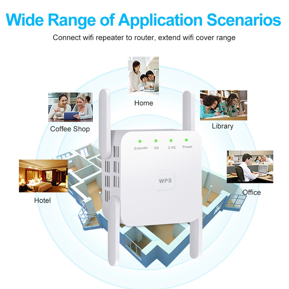 Repetidor WiFi 5G, amplificador Wi-Fi de red de largo alcance, extensor Wifi de 1200Mbps, enrutador inalámbrico, amplificador de señal, repetidor Wi-Fi - imagen 4