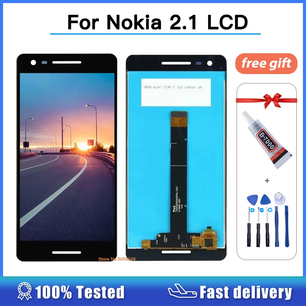 Pantalla LCD de 5,50 pulgadas para Nokia 2,1 TA-1080 TA-1084 A-1086 TA-1092 TA-1093, digitalizador de pantalla táctil, repuesto de repuesto