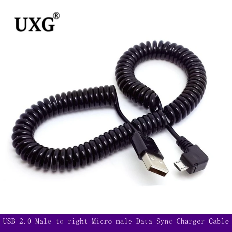 Cable cargador de sincronización de datos Micro USB 2,0 macho a usb para teléfonos móviles Android, resorte de codo derecho de 90 grados, 3M/10 pies