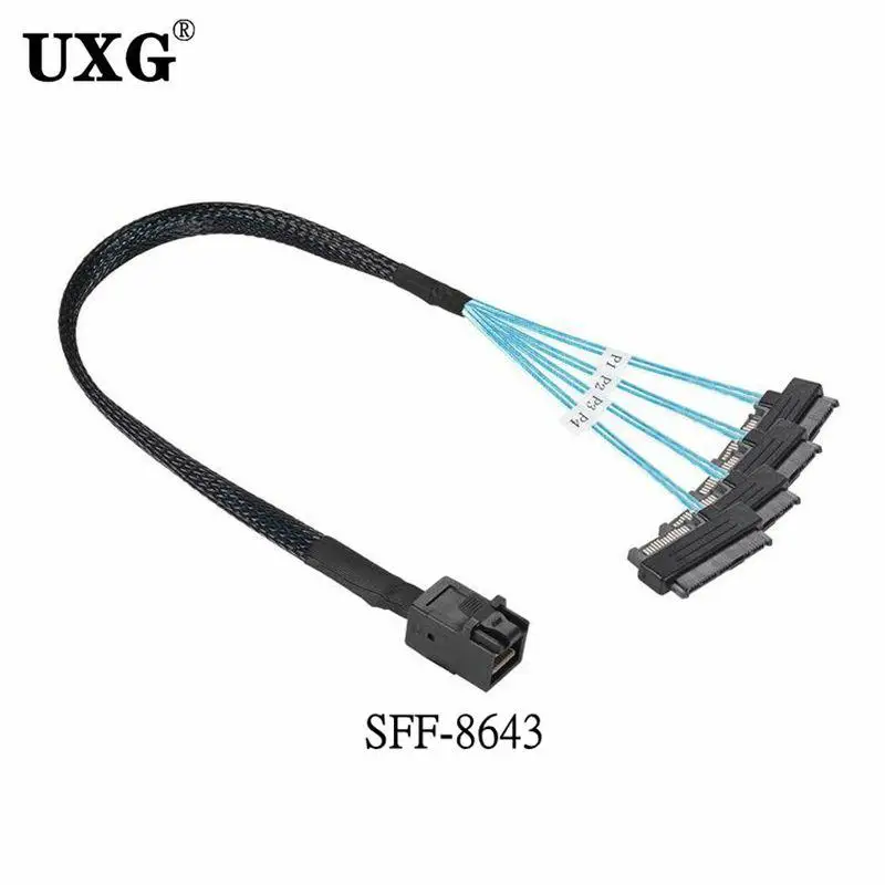Cable Mini-SAS a SAS, conector SFF-8643 a SAS SFF-8643 y 8087 a SFF-8482 4X SAS 29 pines SFF-8482 con Cable adaptador de corriente SATA - imagen 4