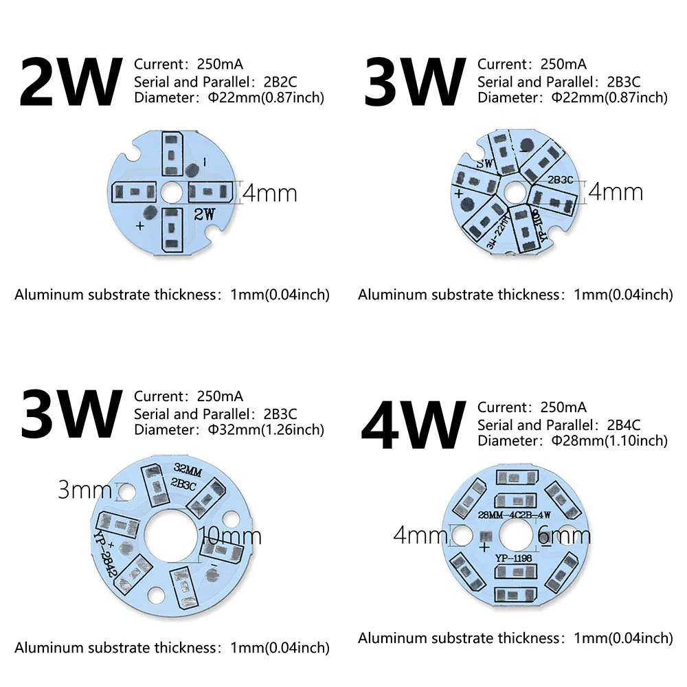 Panel de lámpara LED PCB de 10 piezas, 2W, 3W, 4W, 5W, 7W, 9W, 12W, disipador térmico de alto brillo, tablero de luz redondo de sustrato de aluminio para cuentas de lámpara DIY - imagen 5