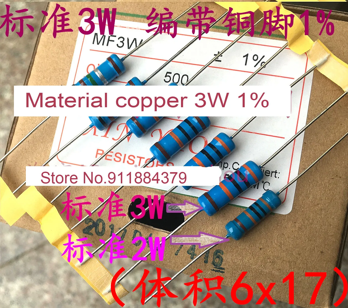 50 Uds 3W resistencia de película metálica 1% resistencia de potencia de anillo de cinco colores 0,1 ~ 1M 2 4,7 10R 47 100 220 360 470 1K 2,2K 10K 22K 4,7 K 100K Oh