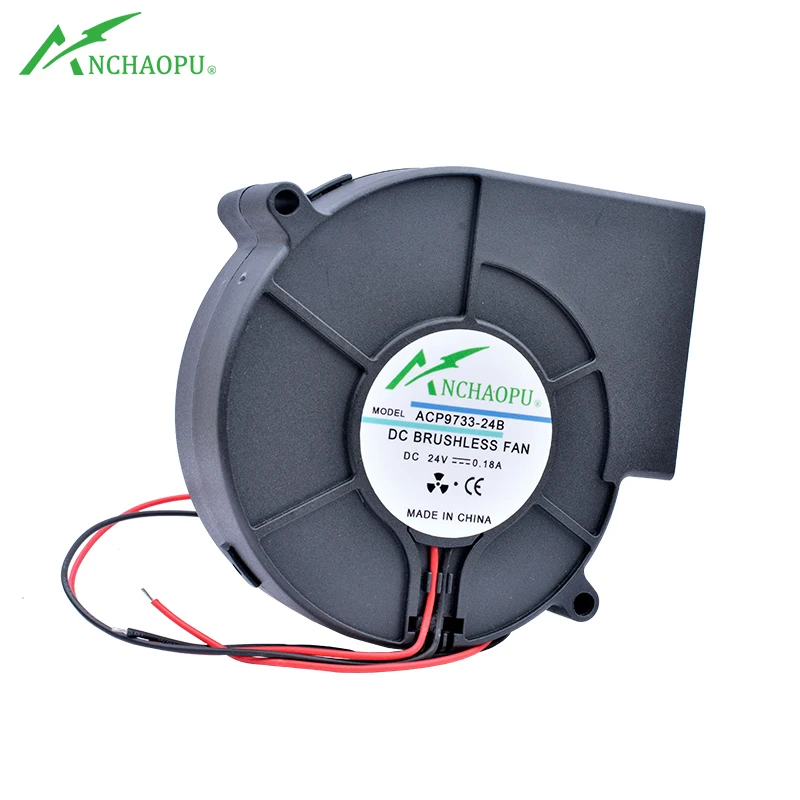 Ventilador centrífugo de doble rodamiento de bolas, ventilador de refrigeración para turbocarga de armario, ACP9733, 97mm, DC12V, 24V, 3500rpm