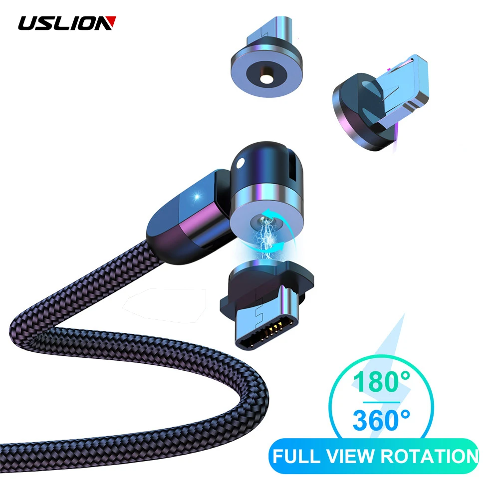USLION-Cable Micro usb magnético tipo C, Cable de carga rápida 540, para iPhone 8, Xiaomi mi 9 - imagen 2