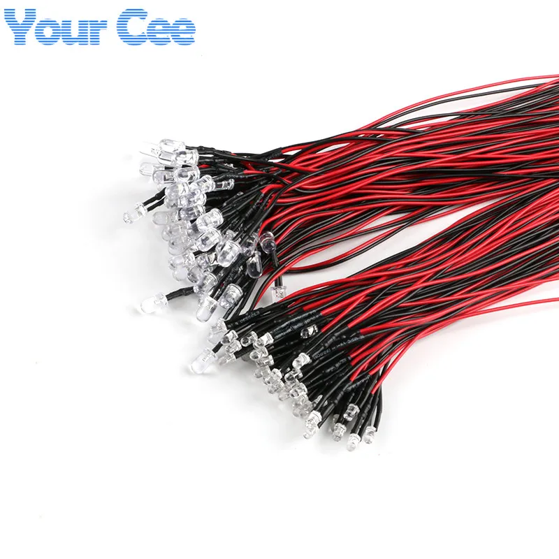 10 Uds F5 5mm 3mm lámpara LED cuenta agua transparente diodo LED precableado 20cm Cable rojo/verde/azul/amarillo/UV/naranja/rosa/cálido/blanco/RGB - imagen 3