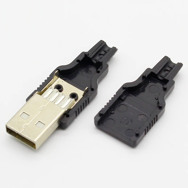 IMC caliente nuevo 10 Uds tipo A macho USB conector de enchufe de 4 pines con cubierta de plástico negro - imagen 2