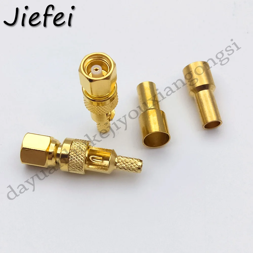 Adaptador coaxial RF de 50-500 piezas, enchufe hembra SMC, engarce de ventana central RG174 RG316 LMR100, Cable conector RF - imagen 4