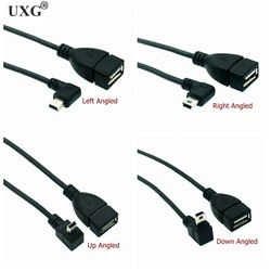 Adaptador USB OTG Hembra a Macho Mini B Ángulo Recto