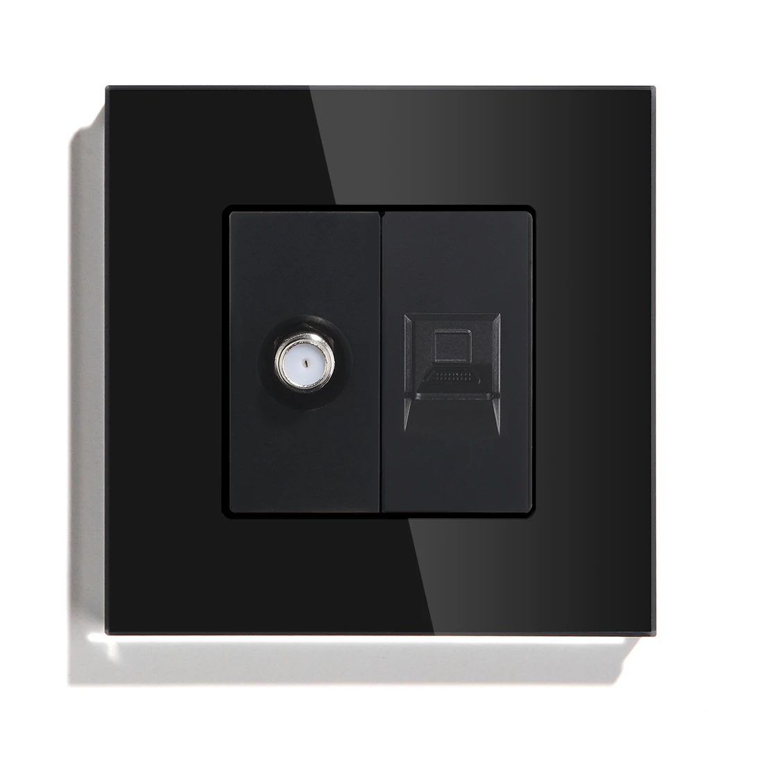 BSEED UE estándar satélite PC enchufe de pared Internet CAT5 antena de red toma de corriente Panel de cristal 86*86mm - imagen 4