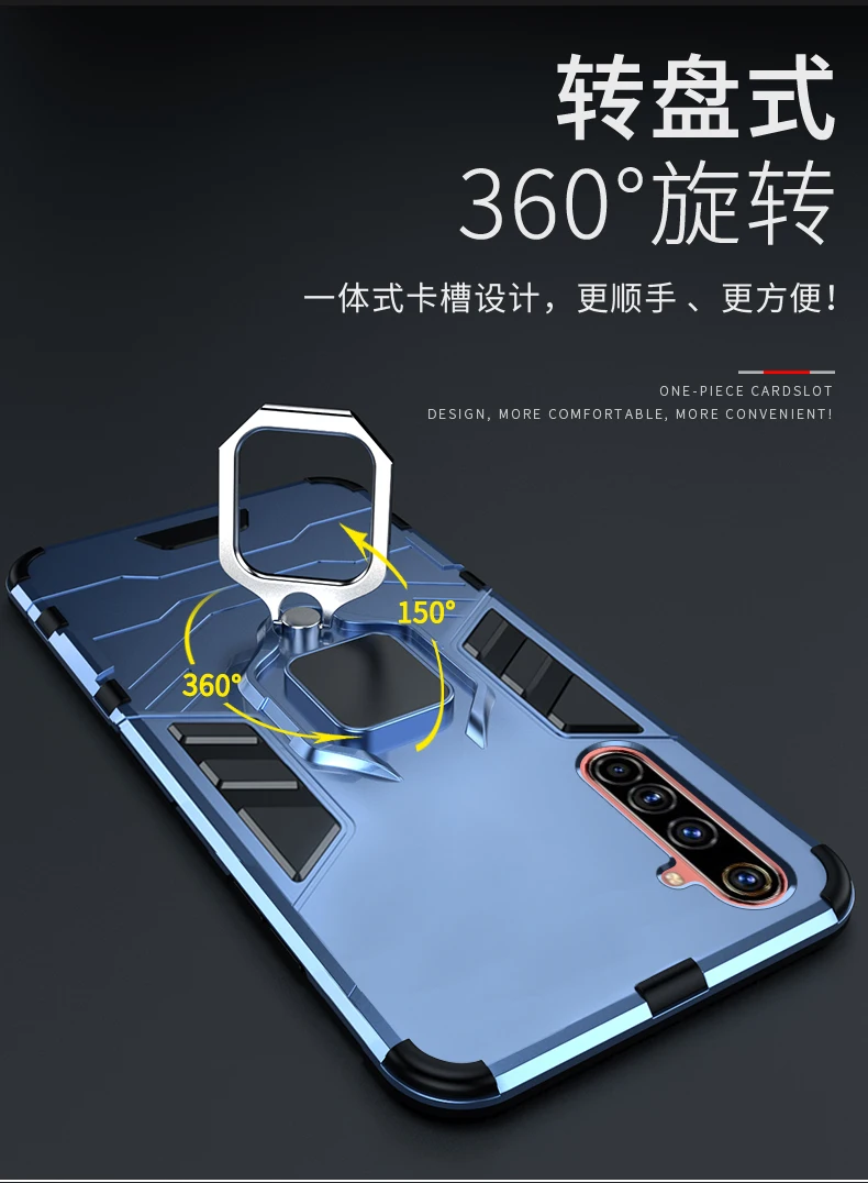 Funda rígida para OPPO Realme 6, carcasa de PC con anillo de soporte, armadura a prueba de golpes, carcasa trasera protectora para oppo realme 6 pro realme 6 6pro - imagen 4