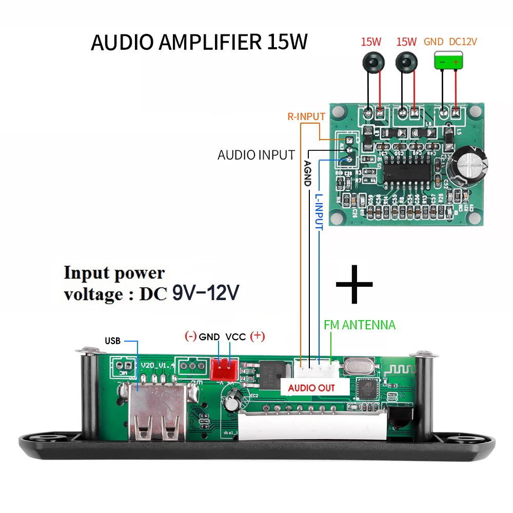Kebidu-placa decodificadora WAV MP3 inalámbrica, Bluetooth, 9V-12V, módulo de Audio, Radio USB TF para accesorios de coche con mando a distancia - imagen 3