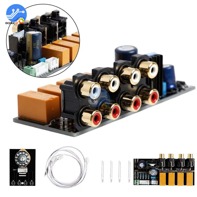 Audio Input Signal Selector Relay Board 4 CH Signal Switching RCA for Amplifiers Speaker - imagen 4