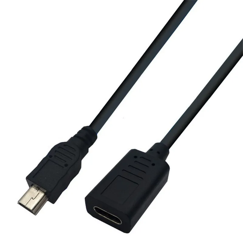 25 cm Mini USB 5 pines macho a USB2.0 tipo c hembra adaptador de datos de carga Cable adaptador - imagen 2