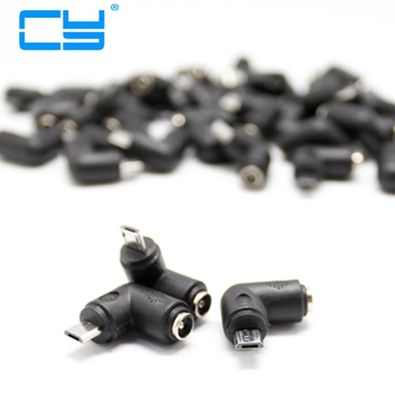 DC5.5mm x 2,1mm 5,5/2,1mm DC hembra a Micro USB B macho convertidor adaptador de conector de carga para teléfono móvil Android