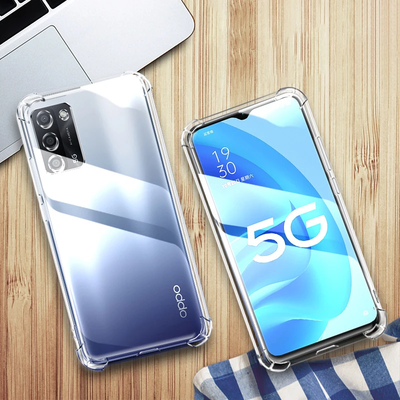 Funda de teléfono de silicona a prueba de golpes con Airbag para OPPO A54 A74 A94 Funda A55 A95 A93 A93S 4G Funda protectora para cámara 5G Funda transparente - imagen 2