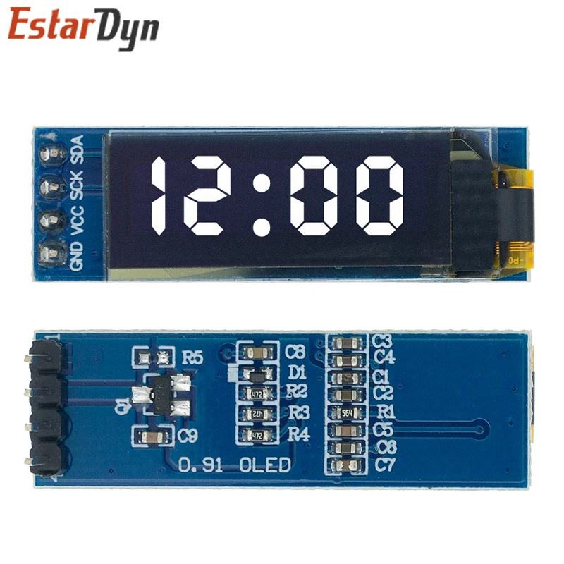 EstarDyn-Módulo de pantalla OLED I2C de 0,91 pulgadas, controlador de pantalla OLED I2C Blanco/azul/amarillo, CC 3,3 V ~ 5V para Arduino - imagen 3