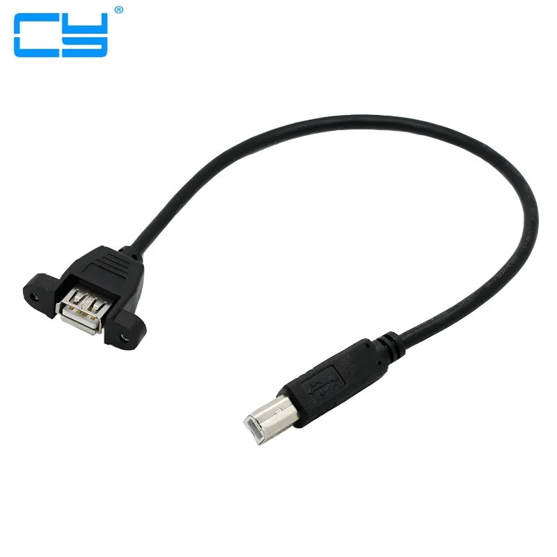 USB a impresora Cable de extensión macho tipo USB-BM a conector hembra con orificios para tornillos fijos 30 cm - imagen 2