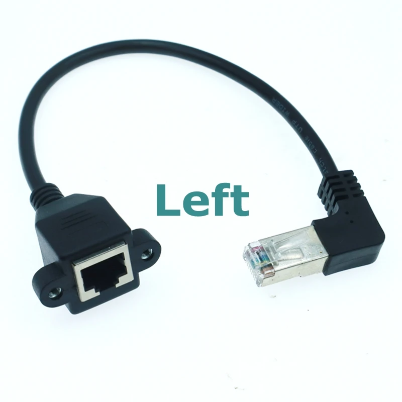 0,3 m de alta calidad 90 grados 8P8C FTP STP UTP Cat5 RJ45 macho a hembra con tornillo LAN Ethernet Cable de extensión de red de ordenador - imagen 4