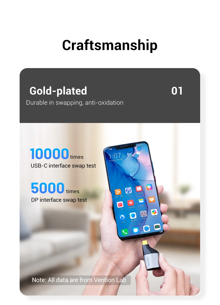 Adaptador USB C DisplayPort - Conectores chapados en oro