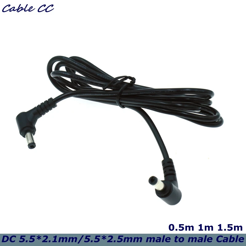 Fuente alimentación CC doble codo 50cm 90 grados