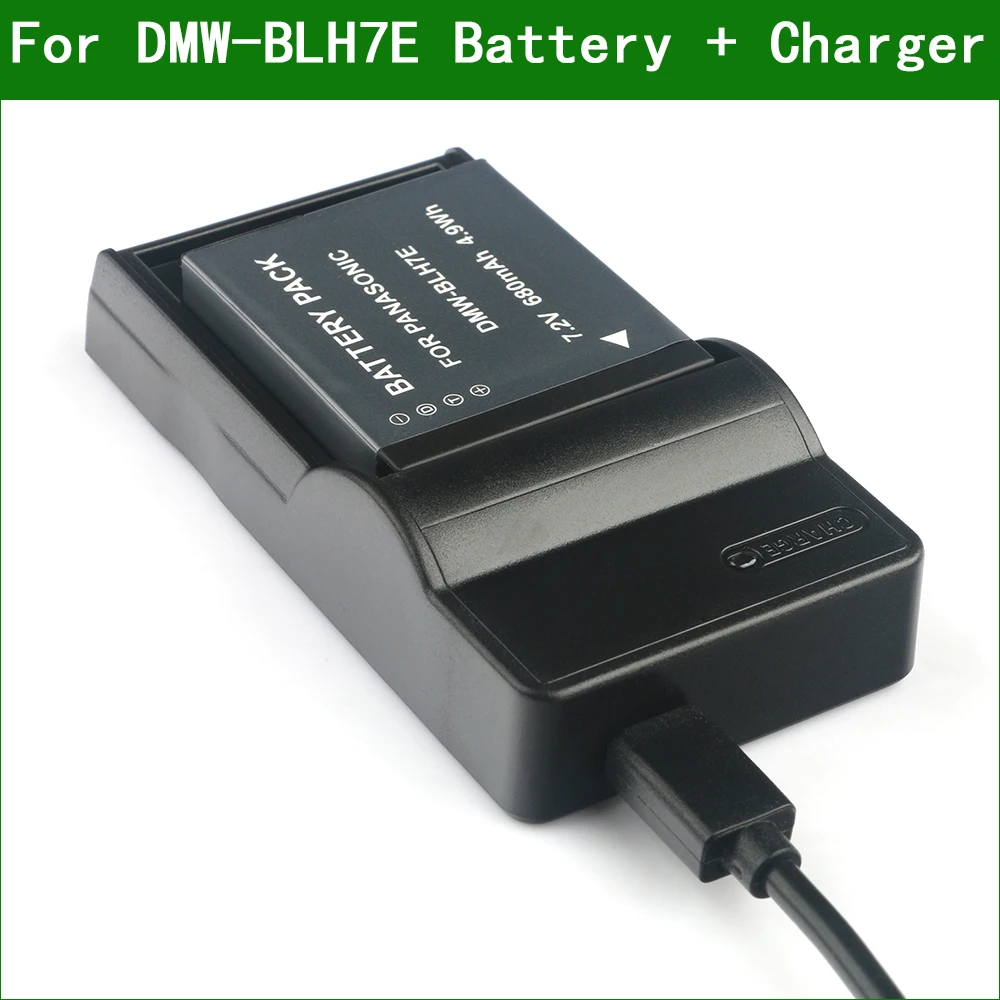Batería y cargador para cámara Digital, DMW-BLH7 BLH7E, para Panasonic DMC-GM1, GM5, GF7, GF8, LX9, LX10, LX15, DC-GF9, GF10, GF90, GX800, GX850