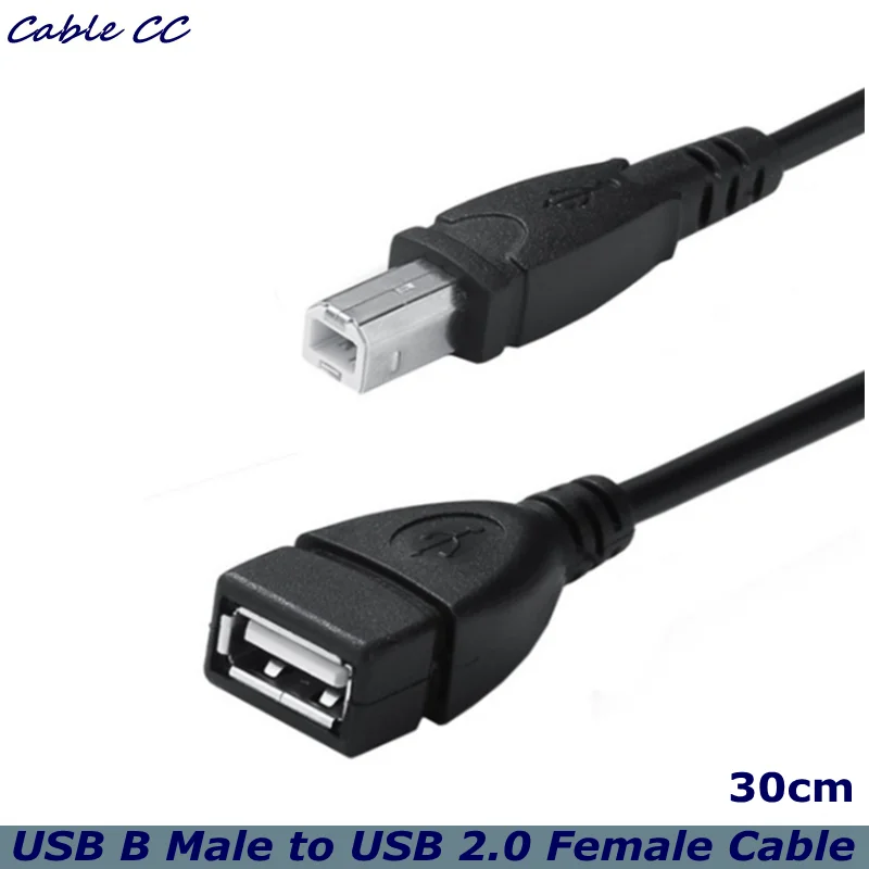 Cables USB 2.0 Cable hembra A USB B macho para impresora, el longitud es de 20 pulgadas, A/F a B/M, conexión extensora tipo A F a M