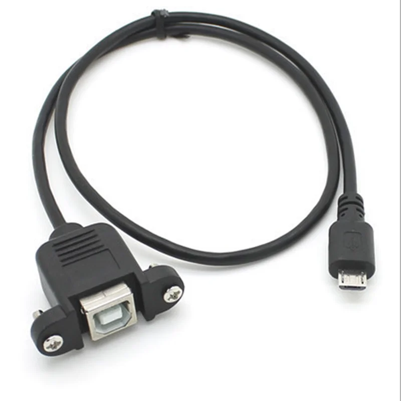 Nuevo USB 2,0 B hembra enchufe escáner impresora Panel montado en USB Micro B 5 pines Cable macho de 90 grados la mejor calidad 30cm 50cm 100cm - imagen 3