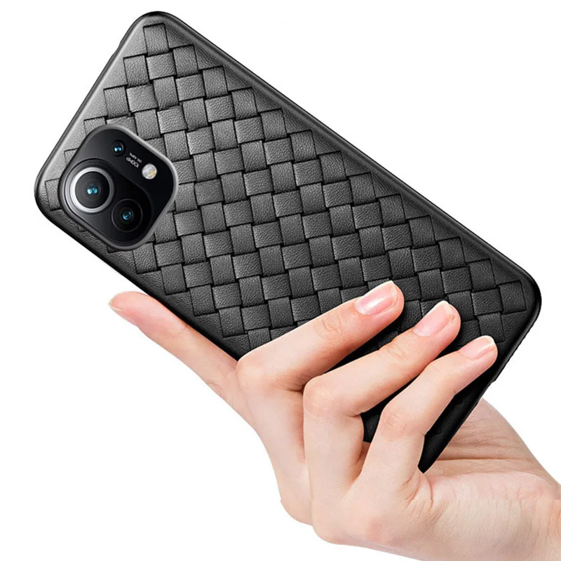 Funda de TPU suave para Xiaomi Mi 11, carcasa trasera protectora delgada de lujo con tejido de rejilla BV para xiaomi mi 11 mi11 xiaomi 11 - imagen 4