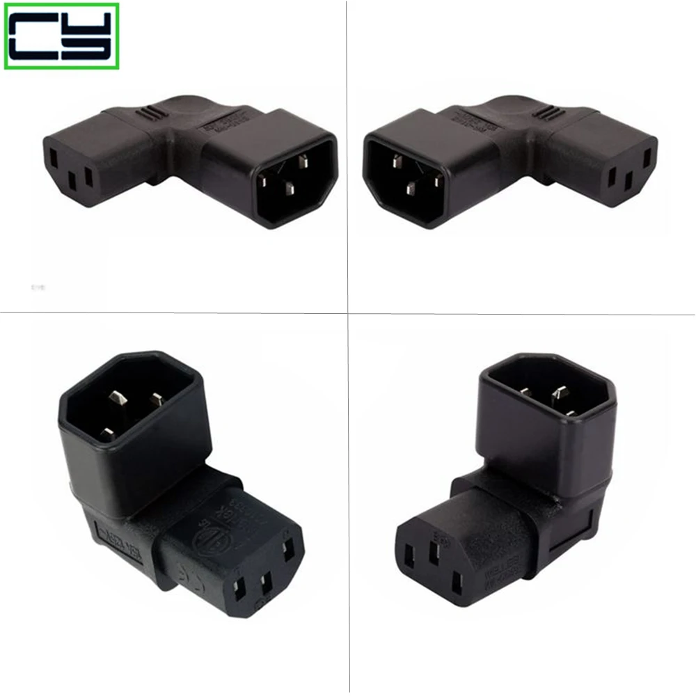 Conector IEC de 3 pines hacia abajo hasta 90 en ángulo IEC 320 C14 macho a C13 hembra conector adaptador de corriente enchufe de CA para montaje en pared lcd TV