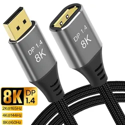 Cable DisplayPort 1.4 Macho-Hembra 8K para Proyector y TV